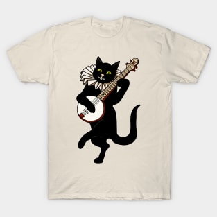 Vintage Cat Playing Banjo T-Shirt